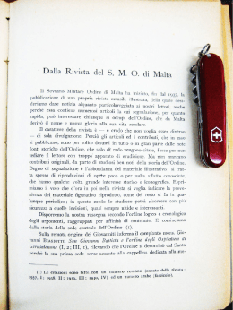 Dalla RiVista del S. M. O. di Malta