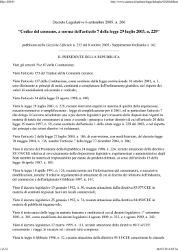 Codice del consumo, a norma dell`articolo 7 della legge