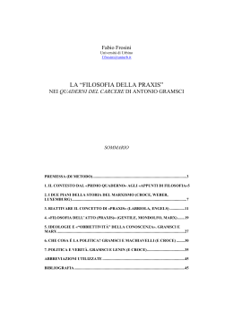 La &ldquo;filosofia della praxis&rdquo; nei Quaderni del Carcere di Antonio Gramsci
