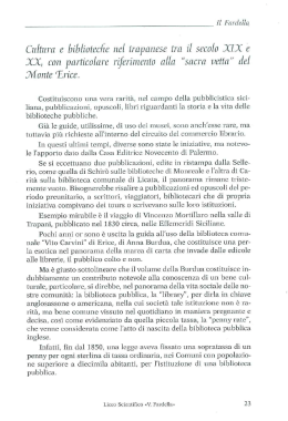 Cultura e biblioteche nel trapanese tra il secolo XIX