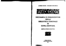 Incunaboli e Cinquecentine della Biblioteca Storica di Cupramontana