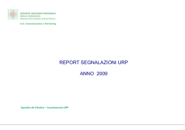 report segnalazioni urp anno 2009