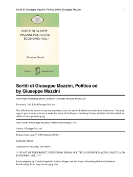 Scritti di Giuseppe Mazzini, Politica ed Economia
