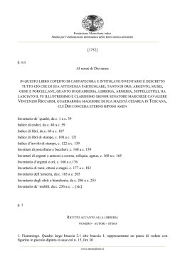 [1752] p. s.n Al nome di Dio amen Inventario de` quadri, da c. 1 a c