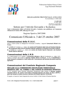 Comunicato Ufficiale n. 3 del 25 ottobre 2007