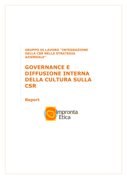 Report “Governance e diffusione cultura interna”