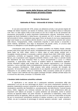 L`Insegnamento delle Scienze nell`Universit&agrave; di Urbino dalle Origini