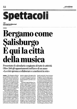01 giugno 2013 Bergamo come Salisburgo. È qui la città della musica