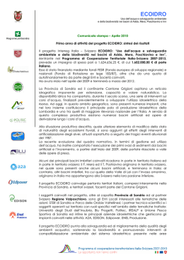 Un anno di attivit&agrave; del Progetto Ecoidro