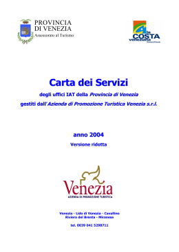 Carta dei Servizi - Assessorato al Turismo della Provincia di Venezia