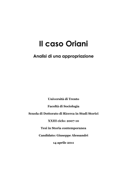 Il caso Oriani - Unitn