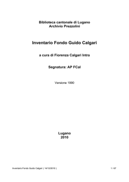 Inventario Fondo Guido Calgari - Sbt