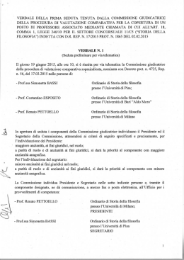 VERBALE DELLA PRIMA SEDUTA TENUTA DALLA