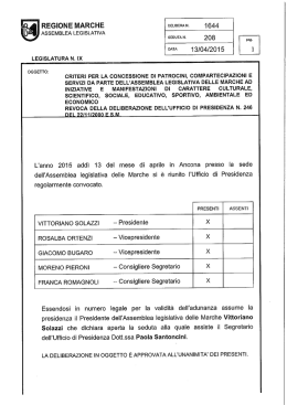 Delibera U.P. n.1644, seduta n.208 dell`13 aprile 2015