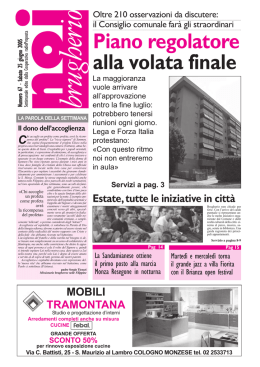 MOBILI TRAMONTANA Estate, tutte le iniziative in citt&agrave;