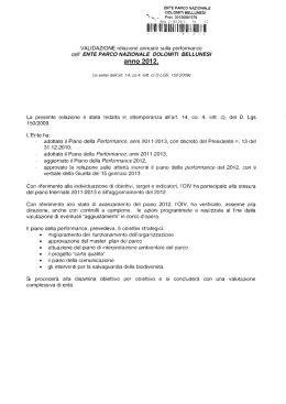 Validazione relazione sulla performance anno 2012