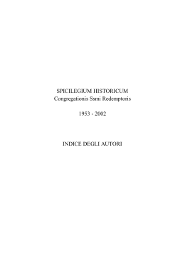 SPICILEGIUM HISTORICUM Congregationis Ssmi Redemptoris