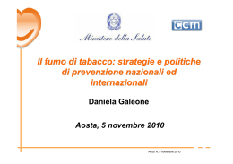 Il fumo di tabacco: strategie e politiche di prevenzione nazionali ed