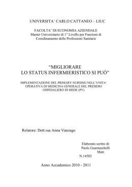 migliorare lo status infermieristico si pu&oacute;