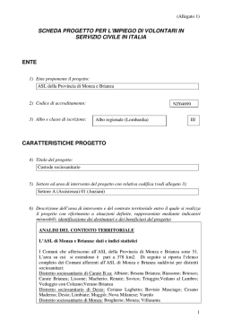 scheda progetto per l`impiego di volontari in servizio