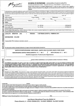 scheda di iscrizione - soggiorni studio di gruppo