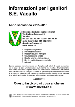 Informazioni SE inizio anno scol. 2015/2016