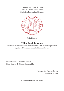 TFR o Fondi Pensione - Università degli Studi di Padova