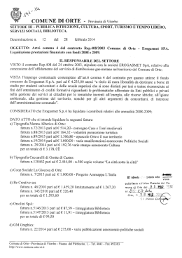 OGGETTO: Art.6 comma 4 del contratto Rep.408/2003 Comune di