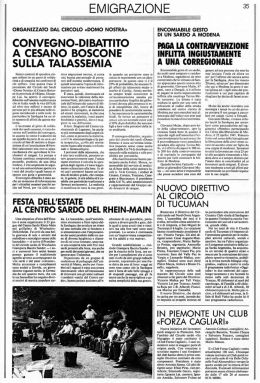 emigrazione - Regione Autonoma della Sardegna