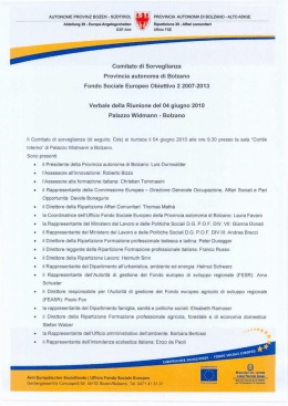 Verbale della seduta del Comitato di sorveglianza dd. 04 giugno 2010