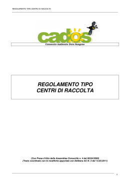 regolamento tipo centri di raccolta