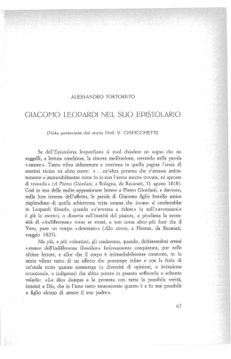 Giacomo Leopardi nel suo Epistolario