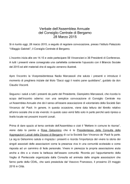 Verbale dell`Assemblea annuale del Consiglio Centrale di Bergamo