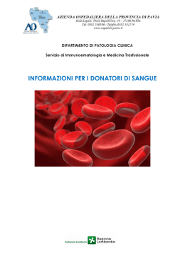 Opuscolo donatori unificato SIMT 2015