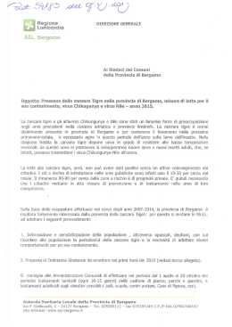 Lettera ASL BERGAMO ai Sindaci