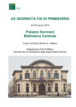 XX GIORNATA FAI DI PRIMAVERA Palazzo Sormani Biblioteca
