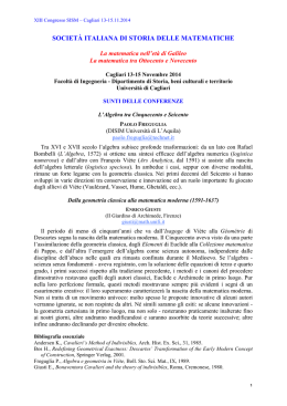 Sunti - Societ&agrave; Italiana di Storia delle Matematiche