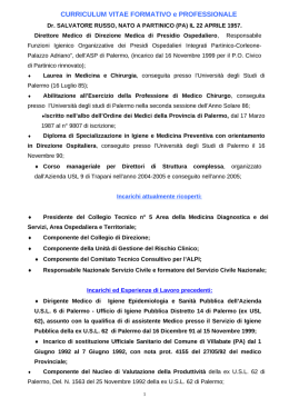 curriculum vitae sintetico formativo - professionale