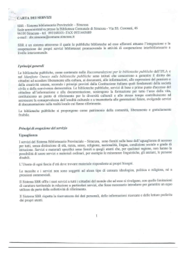 Carta dei servizi del Sistema bibliotecario