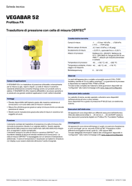 VEGABAR 52 - Trasduttore di pressione con cella di misura
