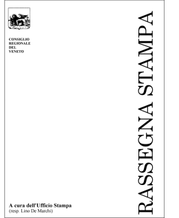 A cura dell`Ufﬁcio Stampa - Consiglio Regionale del Veneto