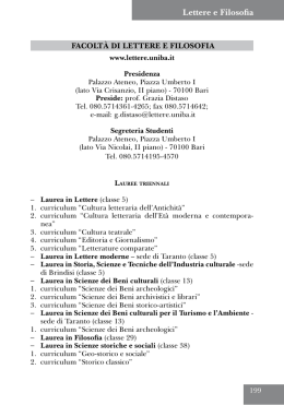 Lettere e Filosofia - Universit&agrave; degli Studi di Bari