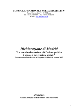 Dichiarazione di Madrid - In rete per una scuola inclusiva