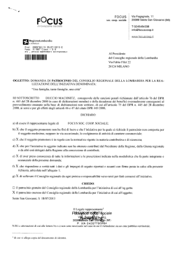 FOCUS Via Fogagnolo, 11 - Consiglio Regionale della Lombardia