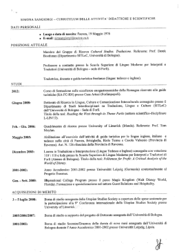 SIMONA SANGIORGI -M CURRICULUM DELLE ATTIVITA