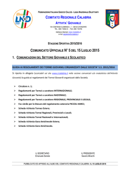 Comunicato Ufficiale n. 5 del 15 Luglio 2015