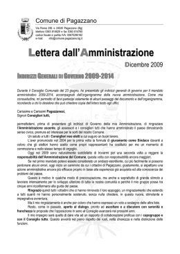 lettera dell`Amministrazione - Dicembre 2009