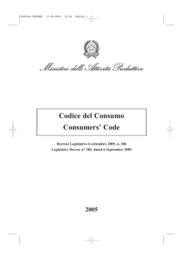 Codice del Consumo - Cugia Cuomo & Associati