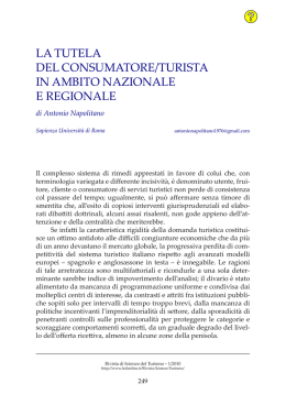 La tutela del consumatore/turista in ambito nazionale