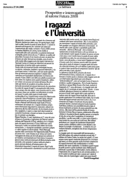 I ragazzi e l`Universit - Sistema universitario pisano